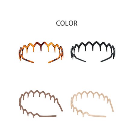 Sett med 4 Zig Zag Svart Plast Hårkam Hårbøyle Hårbøyle Tilbehør for Damer Jenter