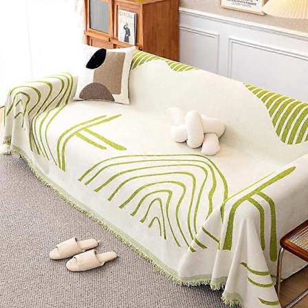 Chenille Sofatrekk Teppe Hjemmeopphold Soverom Universalt for Alle Årstider Håndkle Støvtett Dekorativt Stripete Sofahåndkle Dekkduk