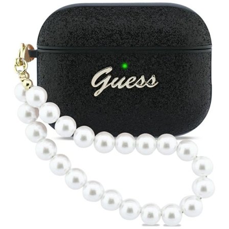Guess Glitter Pearl Strap Fodral för AirPods Pro 3 - Svart