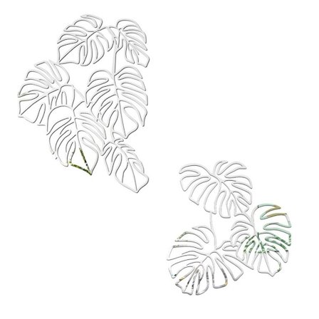 1 sett 3D Wall Stickers Hollow Line Leaf SØLV