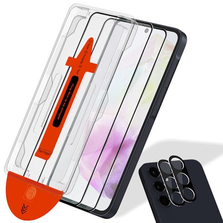 2-Pack Samsung A35 Skärmskydd & 2-Pack linsskydd - Härdat Glas | [Automatisk Installation] - Bubbelfritt