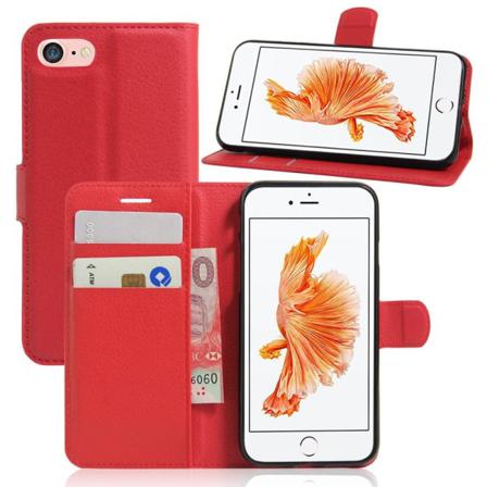 Iphone 7/8/se (2020/2022) - Litchi Plånboksfodral - Röd Röd