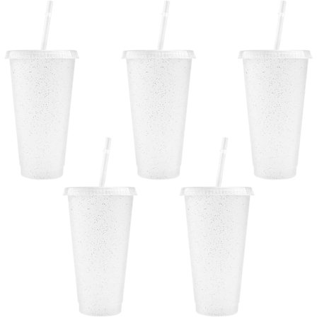 Återanvändbara Plastkoppar 5 St Drinkware Tumlare Färgade Akrylkoppar Tumlare med Lock och Sugrör Plast Bulk Isade Plast Kalla Vatten Tumlare Isade