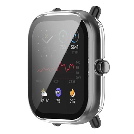 Amazfit Bip U Pro / Pop protective cover with tempered glass screen protector - Transparent