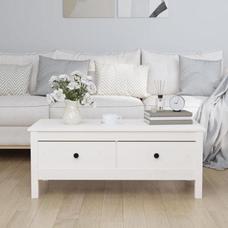 Vidaxl Soffbord Vit 100x50x40 Cm Massiv Furu Vit