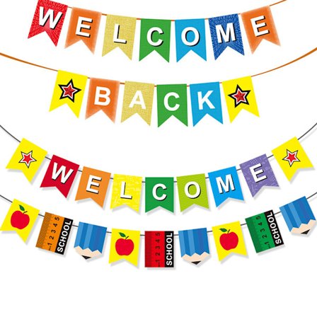 Tervetuloa-banneri Tervetuloa kouluun -banneri Ensimmäinen koulupäivä -koristeet oppilaille opettajille luokkahuoneen koristeet