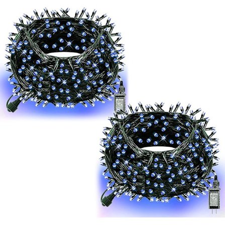 Lyse 20 meter 200 LED Julelys, Julelys Koble Blå