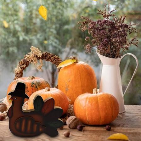 3 st Thanksgiving kalkon träskylt, pumpa inomhus stående dekorationer prydnadssats höst bordsdekorationer för matbord skördedag