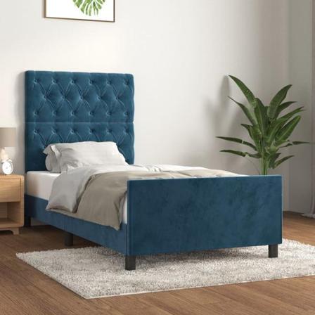 Vidaxl Sängram Med Huvudgavel Mörkblå 80x200 Cm Sammet Blå