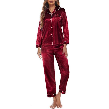 Kvinnor Solid Pyjamas Sets Sleepwear Pyjamas Button Casual Suit