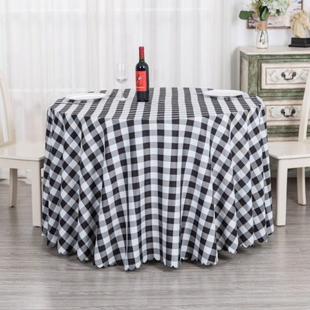 Texturerad bordsduk i tyg, rund, 157 cm i diameter, svart &