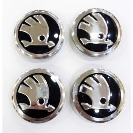 Sæt med 4 sorte hjulkapsler til Skoda 56 mm til Fabia, Octavia, Superb, Yeti