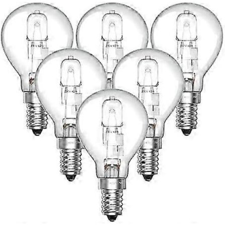6-pakning E14 28W G45 dimbar halogenpære, varmhvit 2700K, liten Edison-skrue, 40W ekvivalent, klare runde mini-globepærer 240V_Billiga gåvor