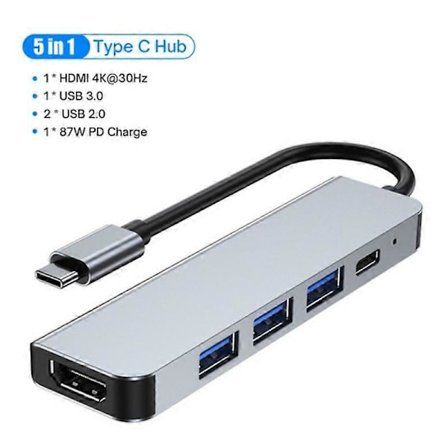 USB C HUB 4K 30Hz Typ C till HDMI-kompatibel PD 87W USB-splitter USB-adapter för Macbook Air Pro USB3.0 HUB TF SD Multi Converter LGL