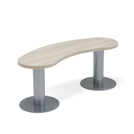 Fixed canteen bench GATHER, 1100x340x440 mm, silver, ash