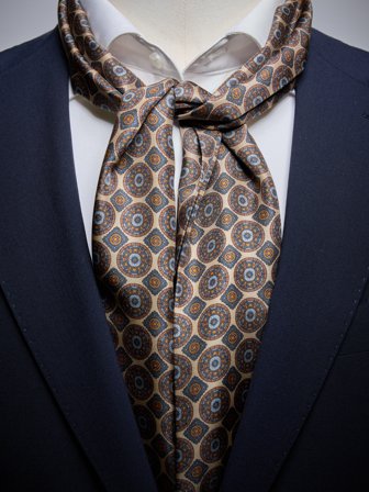 John Henric Men's Beige Silk Scarf Geometric Size Onesize