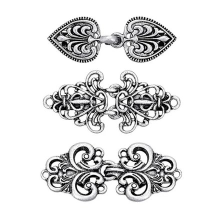 3 st Sjal Krage Clip Knappar Retro Design Tröja Kofta Clips Elektropläterade 3 Stilar Sjal Förslutningar Spännen Kläder DIY Tillbehör