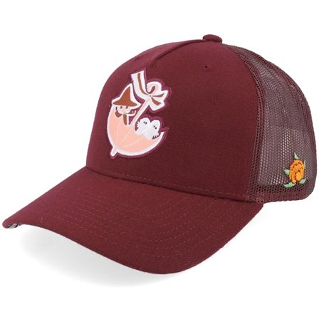SQRTN - Červená trucker Kšiltovka - Umbrella Moomin Burgundy Trucker @ Hatstore