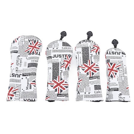 4 kpl UK-lippu painatus Golf-mailan pääsuoja PU Golf-mailan pääsuojat Pääsuojat puille raudoille Suuri Keskikoko Pieni koko