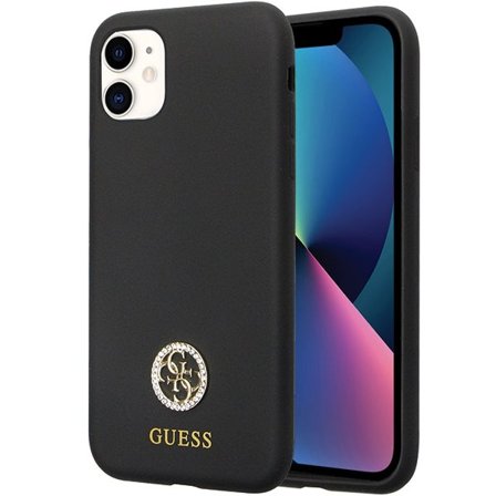 Guess GUHCN614DGPK Etui til iPhone 11 / Xr - Sort silikone logo Strass 4G