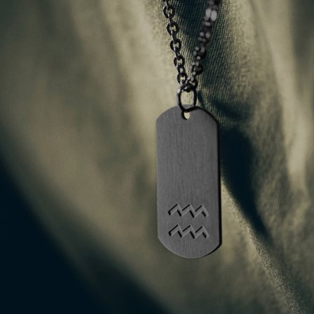 Collier zodiaque en acier couleur gunmetal - Le Verseau pour hommes - Chaînes en acier