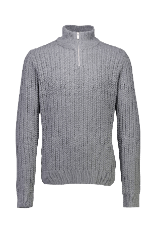 Lindbergh Recycle cabel knit half zip Tröjor Herr Grå XXL