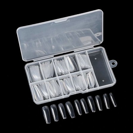 100 stk. falske negle akrylnegle fuld dækning tips kiste manicure ballerina uv gel akryl neglesæt værktøj falske