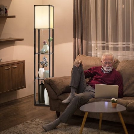 3-vånings golvlampa hylla modern golvlampa golvlampa 26 x 26 x 160 cm svart