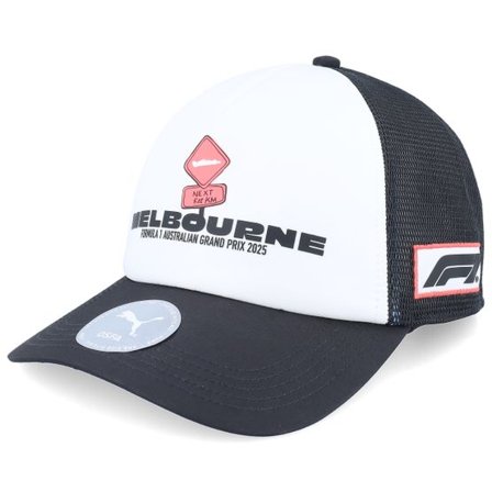 Puma - Motor Svart adjustable Keps - F1 Logo 25 Race Special Australia Puma White/Black A-Frame Trucker @ Hatstore
