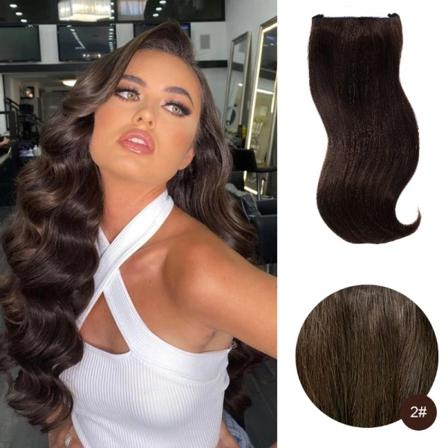 Fish Line One Piece 100% Människohår Förlängning Clip Hårförlängning Ombre Natural Remy Hair Rak hårstrå Blond För kvinnor 2 14 inch 70g