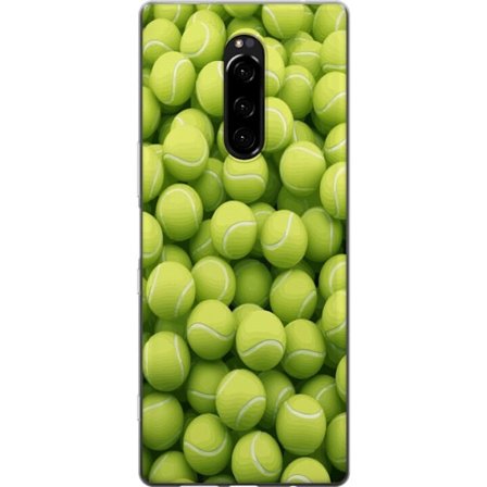 Kompatibel Mobilcover til Sony Sony Xperia 1 Mønster af grønne tennisbolde i høj detalje, sporty motiv med gentagende tekstur og stærke farver for