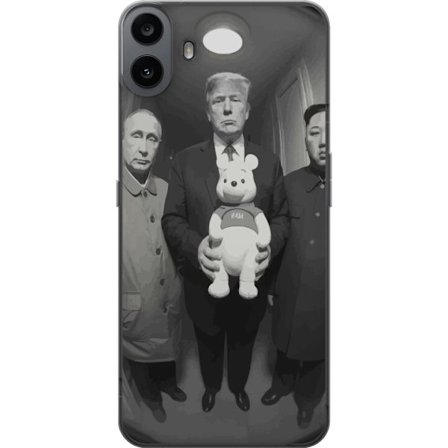 Kompatibelt Mobilskal till Nothing Nothing CMF Phone 1 Svartvit konstbild med surrealistisk politisk symbolik och oväntad kontrast, provokativ modern