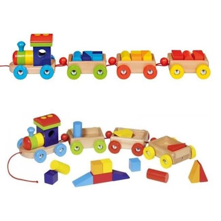 Orlando Wooden Train - Bygga kuber - Baby - Röd och Gul