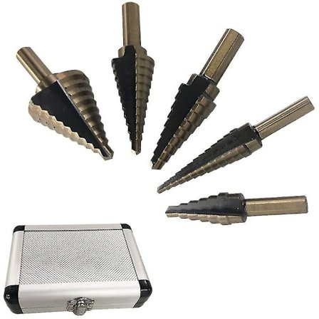 5 stk HSS Trinnborr Bits Kjegle Pagoda Bor Senterstans Hex