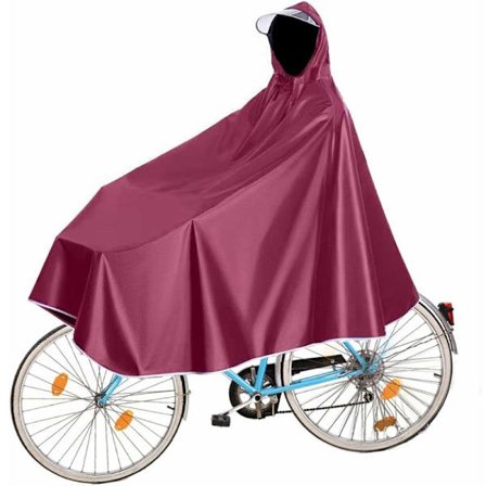 Vanntett sykkelkappe, unisex sykkelponcho, lett regnponcho for sykkel, med hatt, for sykler, terrengsykler, elektriske sykler (rød)