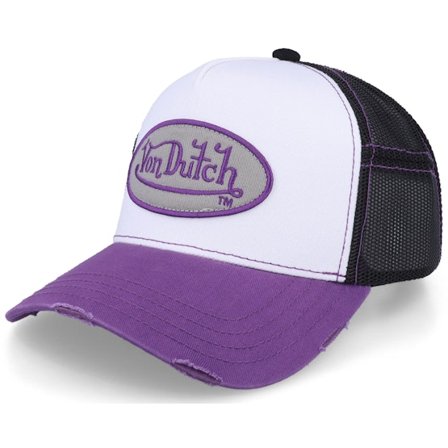 Von Dutch - Oval Patch Sum White/Black/Purple Trucker Trucker White Cap - @ Hatstore