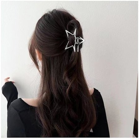 Hårklemme Stjerne Metal Hårklemmer til Tykt Kraftigt Hår Stærkt Hold Klemme Barrettes Stjernedesign Hår Barrettes Mode Hårtilbehør. Sølv