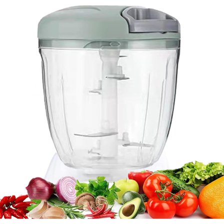 Manuell hakkemaskin 5 sekunder, hvitløkspresse - 900 ml Hakk, kutt og bland