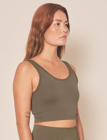 Moonchild Yoga Wear Soft Rib Seamless Crop Top - Green - M