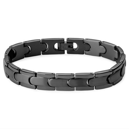 Bracelet à fermoir deployant en acier inoxydable noir pour hommes - Bracelets en acier
