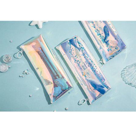 3 stycken intressanta blåa havsblåvalar med paljetter som driver