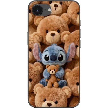 Kompatibel Mobilcover til Apple iPhone 16e Stitch omgivet af brune teddybjørne med en lille teddybjørn i armene i en sød og hyggelig kawaii-design