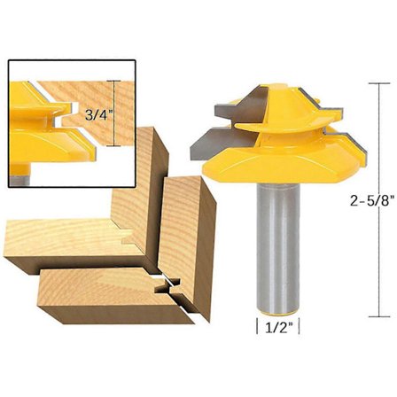 45-graders låsskarvfräs Träbearbetning Tappfräsverktyg med 1/2 1/4...