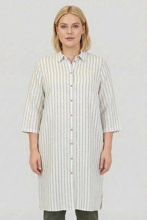 CISO - Hør Skjorte - Off White - Stribet