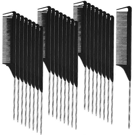 30 kpl Jakauskampa lettien tekoon, hiuskampa metallipiikillä, hiilikuitu, lämmönkestävä