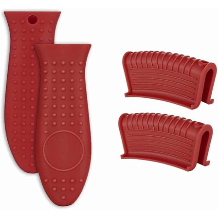 Sæt med håndtagsbeskyttere i støbejern, silikonestøtte til pander, varmebestandig til madlavning