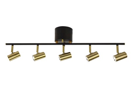 Aneta Lighting GUSTO 5-SPOT skinne, svart/messing, 5 x 5W LED