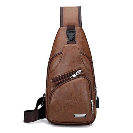 Diagonal Miesten laukku USB lataus Pu-rintalaukku Yksinkertainen miesten casual trendikäs olkalaukku