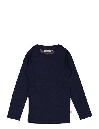 Wool T-Shirt Ls T-shirts Base Layer Tops Navy Wheat