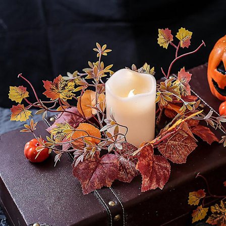 25cm Höst Bröllops Ljusstake Konstgjord Lönnlöv Ljusstake Krans Ljus